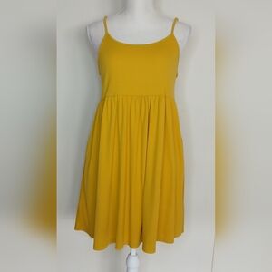 Wild Fable Mustard Yellow Sleeveless Ribbed Babydoll Mini Dress